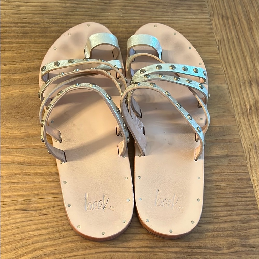 Women's Beek Lory Gold Studded Sandals - Picture 3 of 4